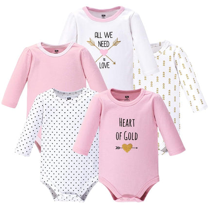 Bodysuits de Algodón de Manga Larga Unisex para Bebé Hudson Baby, Corazón, 3-6 Meses
