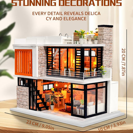 Spilay Dollhouse Miniature with Furniture,DIY Dollhouse Kit Mini Modern Villa Model with Music Box ,1:24 Scale Creative Doll House Best Christmas Birthday Lovers Boys and Girls(Florence)