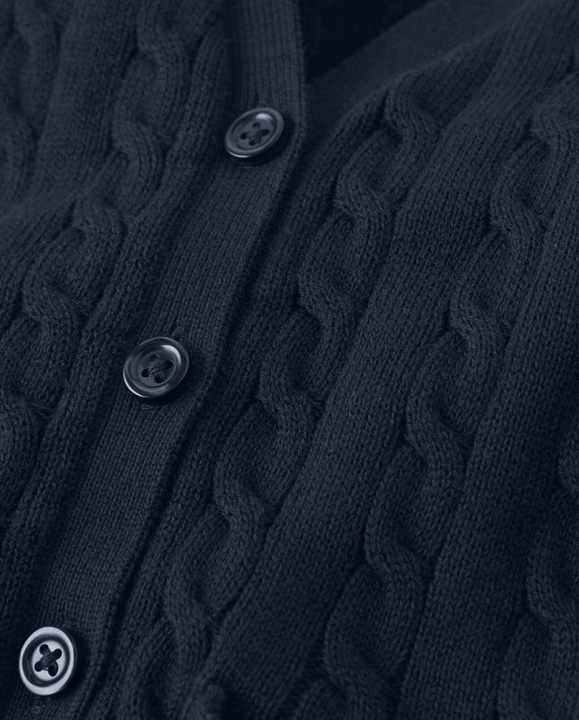 Gymboree Girls and Toddler Long Sleeve Cable Knit Long Cardigan Sweater, Navy Slate, 3T