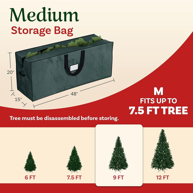 Christmas Tree Storage Bag Set - Set of 2 Bags for 7.5-Foot Artificial Trees - Protects Holiday Decorations and Inflatables by Elf Stor (Green)