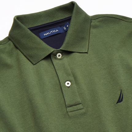 Nautica Men's Classic Fit Short Sleeve Solid Soft Cotton Polo Shirt, Pine Forest, 5X