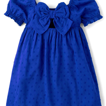 The Children's Place Baby Girls' and Toddler Short Sleeve Dressy Dresses, Renew Blue, 3T