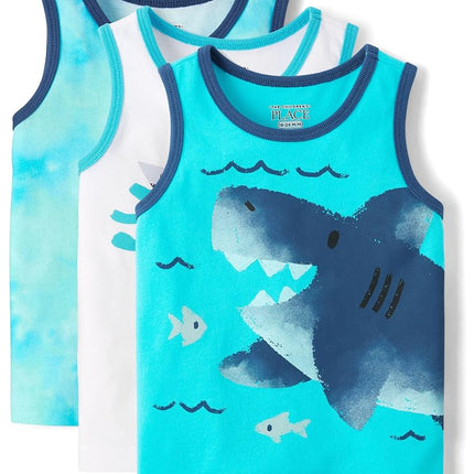 The Children's Place Boys' and Toddler Assorted Sleeveless Tank Tops, Seagrove 3-Pack, 12-18 Months
