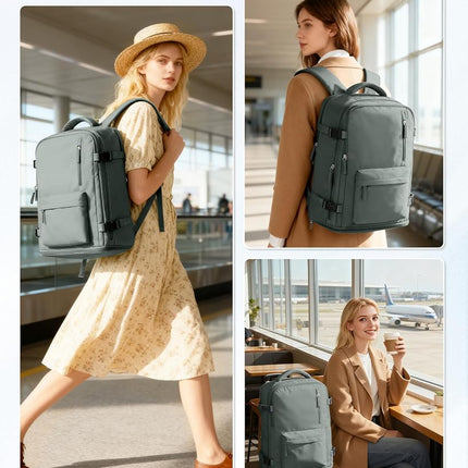 WONHOX Large Travel Backpack Women, Carry On Backpack,Hiking Backpack Waterproof Outdoor Sport Rucksack Casual Daypack School Bag, U-green, L, Laptop Backpack, (516209)
