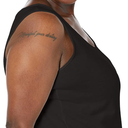 Just My Size Women's Shirt-Tail Tank Top, Black, 3X