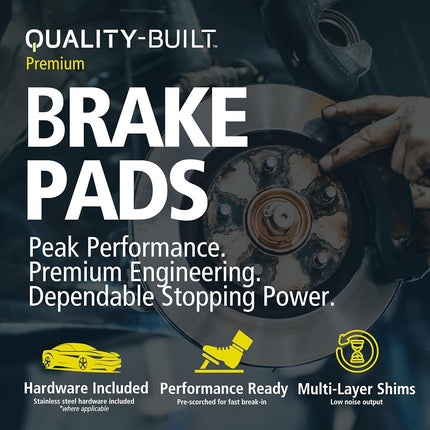 QUALITY-BUILT Premium Ceramic Front Brake Pads (1001-1910C) Compatible with 2015-2024 Cadillac/Chevrolet/GMC (Escalade/Sierra 1500/Sierra 1500 Limited/Silverado 1500/Suburban/Tahoe/Yukon & More)
