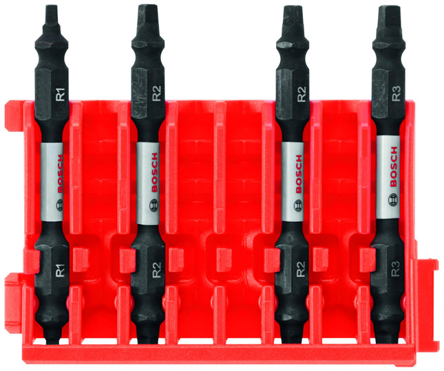 BOSCH CCSDESQV2504 Puntas de doble extremo cuadradas de 2.5 pulg. de 4 piezas con clip para sistema de caja personalizada