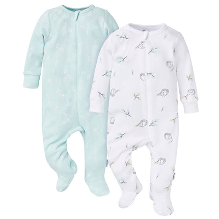 Gerber Baby Girls' 2-Pack 2-Way Zip Thermal Footed