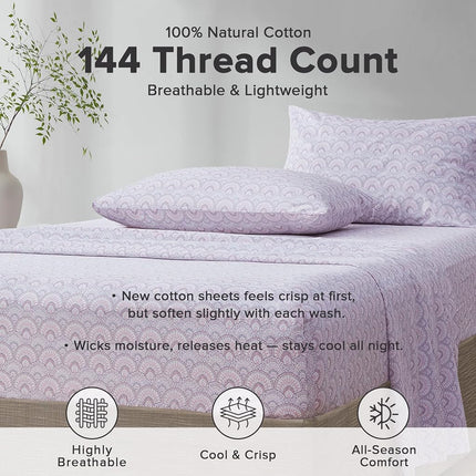 Comfort Spaces 100% Cotton Breathable Lightweight Soft Duvet Cover Set with 12" Elastic Pocket Fits Mattress Up to 14" Cozy All Season Bedding Matching