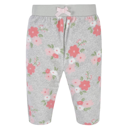 Gerber Baby Girls' 4-Pack Microfleece Pants, Floral, 3-6 Months