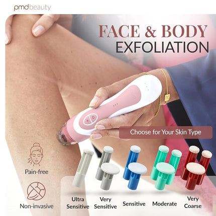 PMD Personal Microderm Elite Pro - At-Home Microdermabrasion Machine with Kit for Face & Body - Exfoliating Crystals and Vacuum Suction for Fresh and Radiant Skin - Three Speed and Suction Options