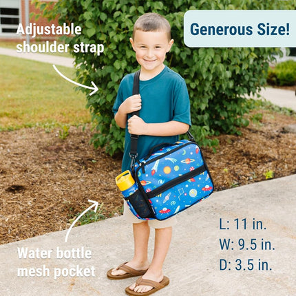 Wildkin Kids ECO rPET Insulated Lunch Box – Keeps Food Hot or Cold, Easy-Clean Lining, Mesh Pockets & BPA-Free – Boys & Girls, Ideal for School, Travel & Daycare – Out of This World