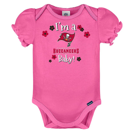 Body de una pieza de manga corta estándar de 3 unidades para bebé niña de la NFL Gerber, color de equipo, 18 meses