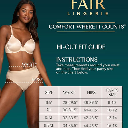Vanity Fair Women's Comfort Where It Counts No Ride Up Panties, Hi Cut - 3 Pack - Black/Blush/Black, 7
