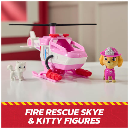 PAW Patrol Fire Rescue: Skye Rescue Fire Chopper with Action Figure, Kitty Friend & Toy Helicopter, Kids Toys for Boys & Girls Ages 3 and Up