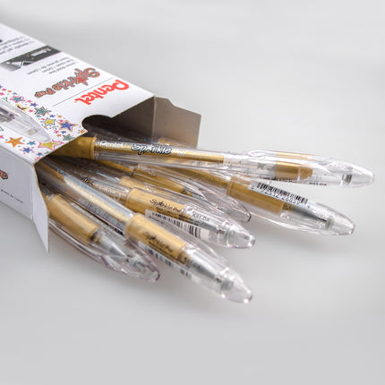 Bolígrafo de gel metálico Pentel Sparkle Pop, (1.0mm) Trazo grueso, Oro, Caja de 12 bolígrafos (K91-DX)