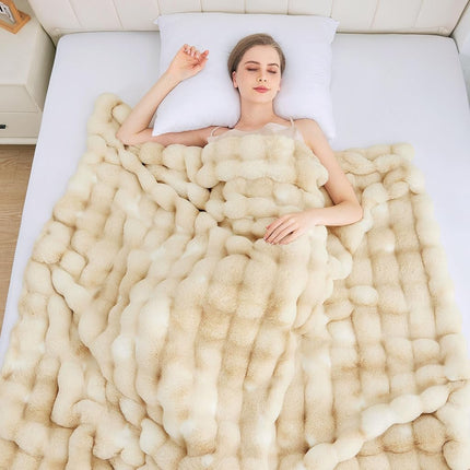 ORINOVA Tie-dye Camel Fuzzy Ultra Soft Bed Comfy Blanket 60x80 Cozy Faux Fur Throw Blanket for Living Room Thick Fluffy Furry Blanket Home Gifts 860 GSM