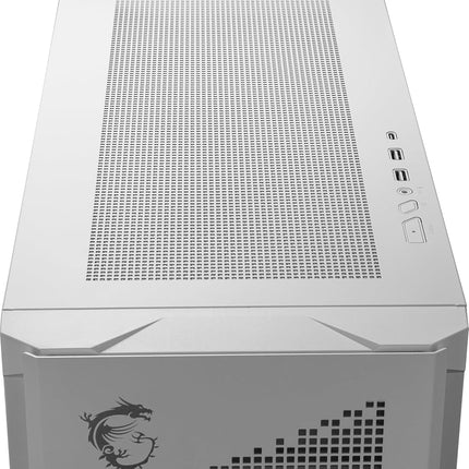 MSI MPG Velox 300R Airflow PZ White - Mid-Tower Gaming PC Case - Tempered Glass Side Panel - 2 x 160 mm Dual Layer Blades Fans - Liquid Cooling Support up to 360mm Radiator - Mesh Panel for Airflow