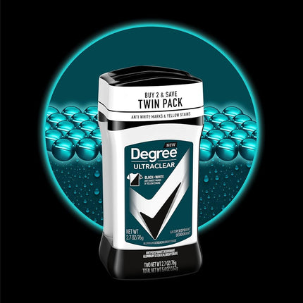 Degree Men UltraClear Antiperspirant Protects from Deodorant Stains Black + White Mens Deodorant 2.7 oz, 2 Count