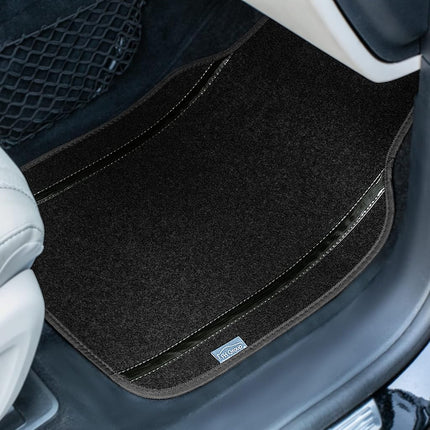 FH Group F14413BLACK-AVC Floor Mat, Metallic Stripe Black, Front 25.2 x 18.1 inches (64 x 46 cm), Rear 11.8 x 18.1 inches (30 x 46 cm), Universal Fit, Full Set, Fits Galaxy 13 Car, SUV, Truck, Van