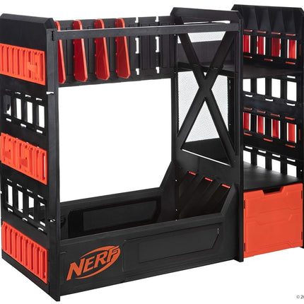 NERF Elite Blaster Rack - Storage for up to Six Blasters, Including Shelving and Drawers Accessories, Orange and Black - Amazon Exclusive
