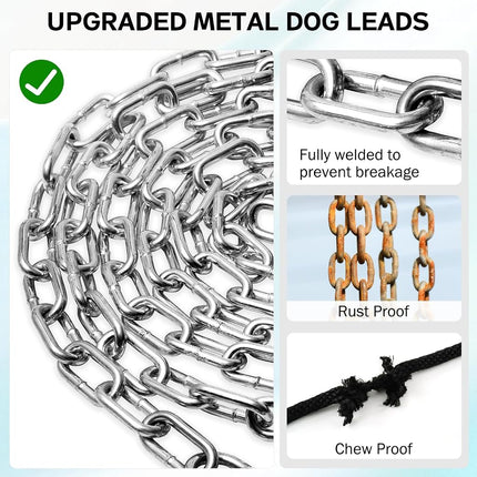 Heavy Duty 15FT Metal Dog Chain Leash With Swivel Hook,Chew Proof for Yard, Camping & Outdoor Runner,Cheap & Strong Dog Tie Out Cable