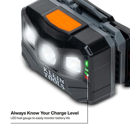 Rechargeable Auto-Off LED Headlamp with Adjustable Fabric Strap, 400 Lumens, All-Day Runtime Klein Tools 56048