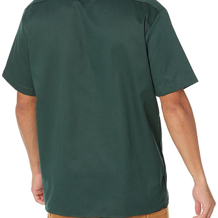 Dickies Men's Short-Sleeve Work Utility Button Down Shirt, Hunter Green V1, S