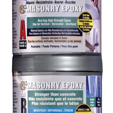 PC Products 70079 PC-Masonry Epoxy Adhesive Paste, Two-Part Repair, 8oz in Two Cans, Gray