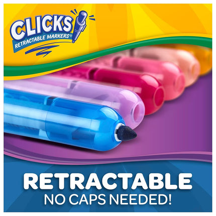 Crayola Washable Markers with Retractable Tips, Clicks, School Supplies, 10 Count, Gifts for Kids