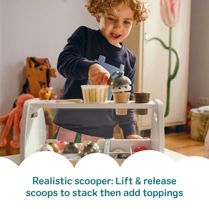 Melissa & Doug Wooden Scoop and Serve Ice Cream Counter (20 pcs) - Play Food and Accessories