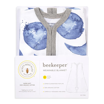 Burt's Bees Baby Beekeeper Wearable Blanket, 100% Organic Cotton, Swaddle Bag, Hello Moon, S