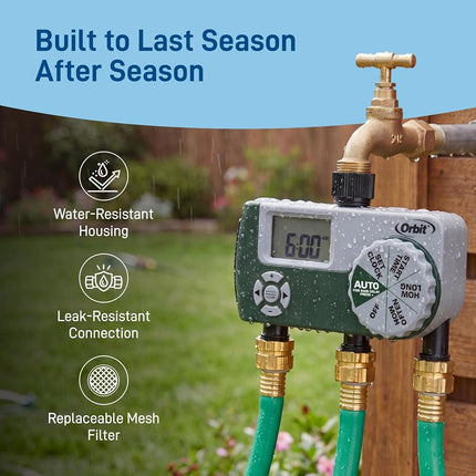 ORBIT 3-Outlet Hose Watering Timer, Green