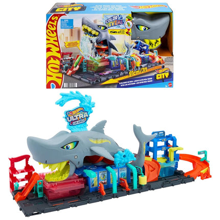 Hot Wheels City Ultra Shark Car Wash & Color Revea