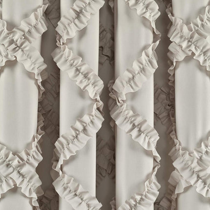 Lush Decor Ruffle Diamond Window Curtain Panel Pair, 84 in x 54 in, Neutral