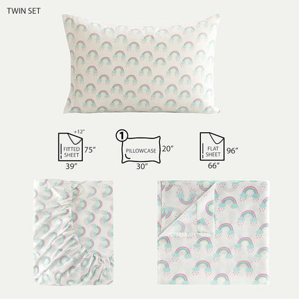 Heritage Kids 3 Piece Sheet Set, Rainbow Print, Twin