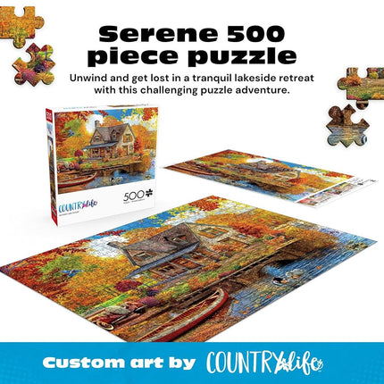 Buffalo Games - Country Life - Autumn Lake House - 500 Piece Jigsaw Puzzle for Adults Challenging Puzzle Perfect for Game Nights - Finished Size 21.25 x 15.00