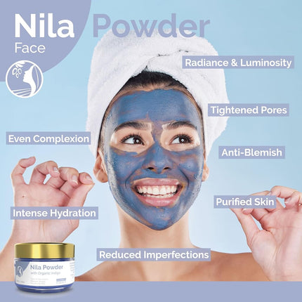Fatima's Garden Pure Nila Indigo Powder 100g - Natural Moroccan Face & Hair Care Powder for Exfoliating and Moisturizing
