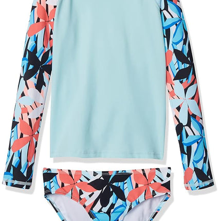 Ensemble de bain deux pièces Kanu Surf à manches longues pour filles, protection UV 50+, Rowan Blue, taille 8