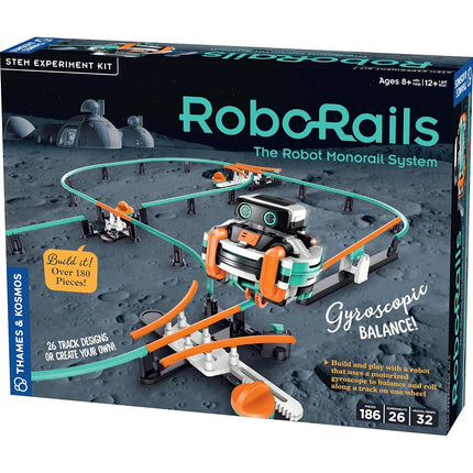 Thames & Kosmos RoboRails STEM Kit, Construct a Reconfigurable Robot Monorail System with Splitters, Cross Switch, Seesaw Mechanism, Modern-Day Model Train Set, Explore Physics & Gyroscopic Forces
