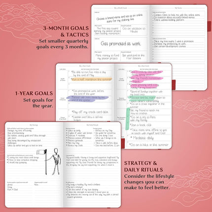 Legend Planner – Deluxe Weekly & Monthly Life Planner to Hit Your Goals & Live Happier. Organizer Notebook & Productivity Journal. A5 Hardcover, Undated – Start Any Time + Stickers – Wine Red Gold