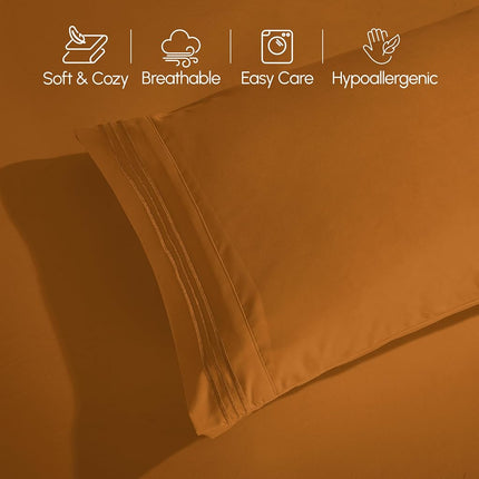 Elegant Comfort Coziest Bedding Set, All Around Elastic Fitted Sheet, Deep Pocket up to 16inch, Microfiber, Light Brown, Queen