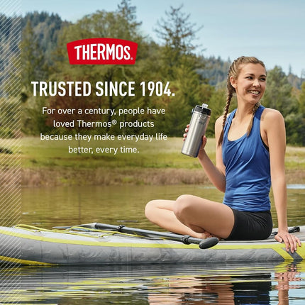 THERMOS ICON Series Stainless Steel Water Bottle with Spout - 24 Ounce, Melon - Vacuum Insulated Water Bottle with Lid