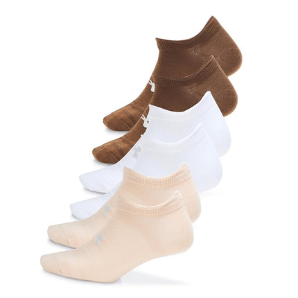 Under Armour Essential No Show Socks 6 Pack, (239) Elite Beige/Elite Beige/Halo Gray, X-Large