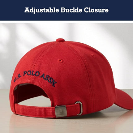 U.S. Polo Assn. Men's U.s Polo Assn. Cotton Adjustable Curved Brim With Embroidered Small Pony Logo Baseball Cap, Red, One Size UK