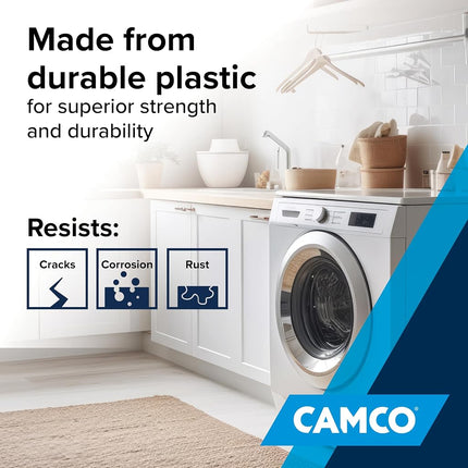 Camco 20750, Washing Machine Drain Pan | Features a Durable Plastic Construction, 1-inch/1.5-inch PVC Drain Fitting, and Measures 30-inches (L) x 32-inches (W) x 2 ½-inches (H) (OD)