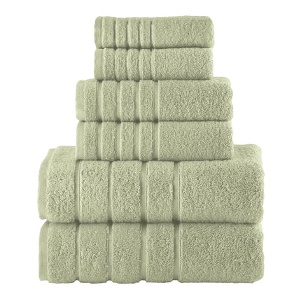 Elegant Comfort 4 Lines Viscose Stripe 6-Piece Premium Towel Set - 100% Turkish Cotton High Absorbent Luxury Bathroom Towels – Includes 2 Washcloths, 2 Hand Towels and 2 Bath Towels Set, Mint Green