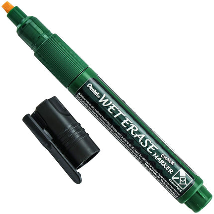 Pentel Arts Wet Erase Chalk Marker, Ideal on Blackboards and Windows, Small Chisel Tip, Black Ink, SMW26-A, Box of 12