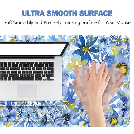 ToLuLu Desk Mat, Gaming Mouse Pad Wrist Support 4 in1 Set, XXL Large Mouse Pad + Keyboard Wrist Rest + Memory Foam Cushion Mouse Wrist Rest for Pain Relieve + Coaster Computer, Butterfly Loves Flower