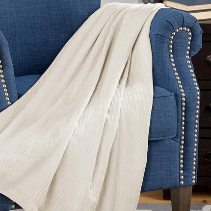Superior 100% Cotton Thermal Blanket, Soft and Breathable Cotton for All Seasons, Bed Blanket and Oversized Throw Blanket with Luxurious Diamond Weave - King Size, Ivory